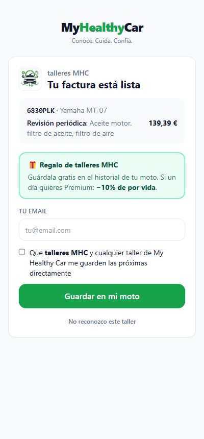 Lo que ve el cliente al abrir el enlace de su factura
